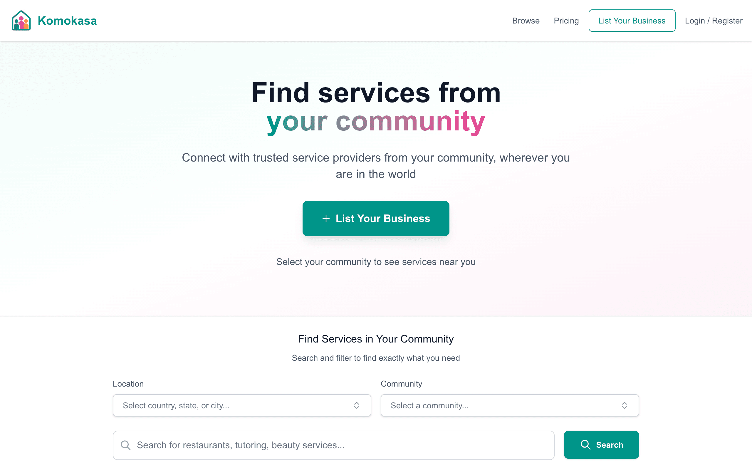 Komokasa Website Screenshot